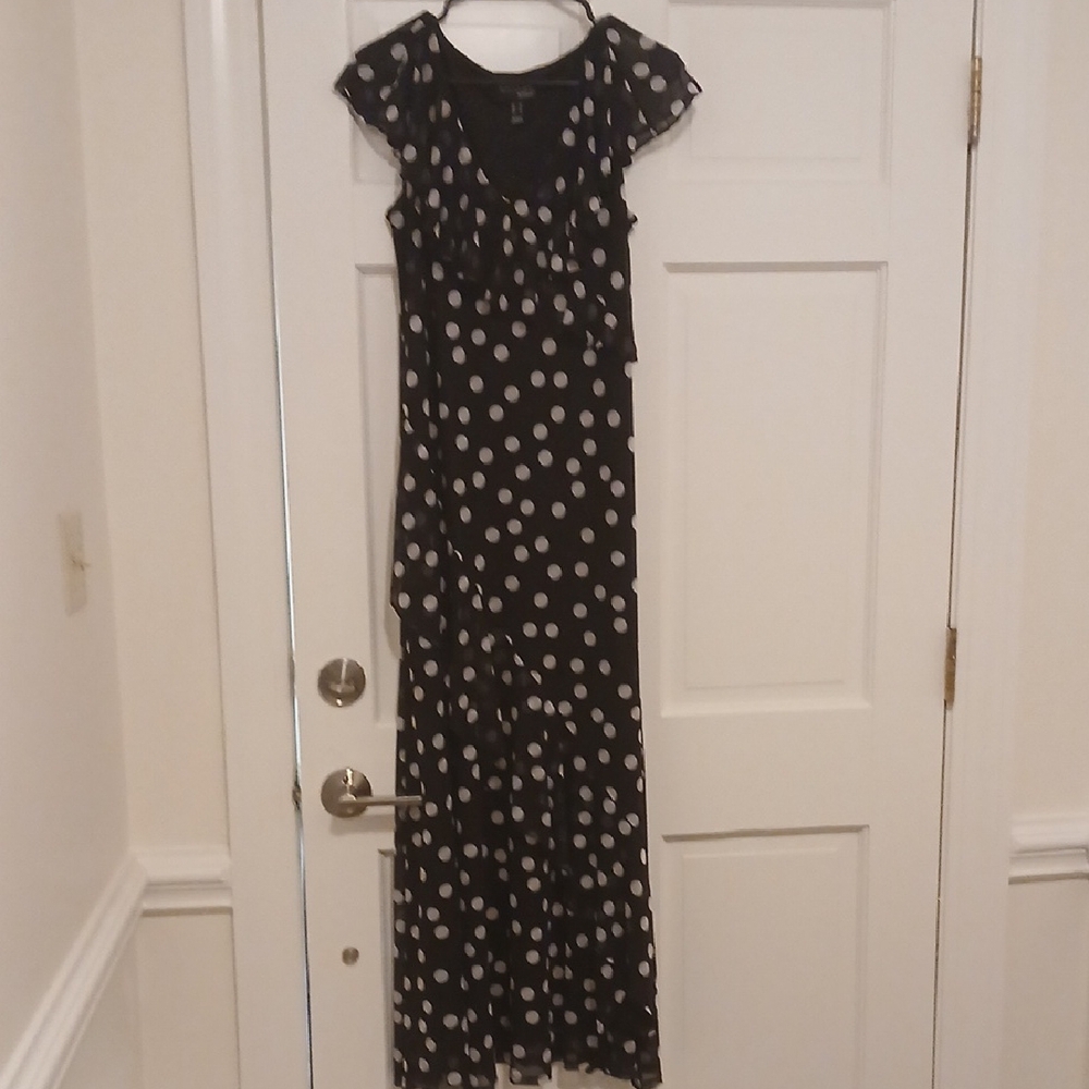 Attitudes by Renee Black and White Polka Dot Maxi Dress - Picture 1 of 6